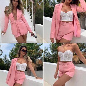 Oh Polly Bossin It Blazer and Shorts SET pink size small US 4